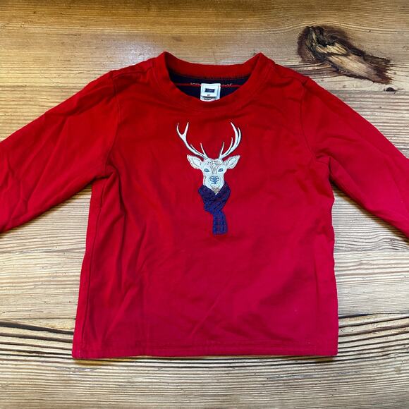 Janie and Jack red holiday reindeer long sleeve double lined shirt SIZE 2T - Picture 1 of 5